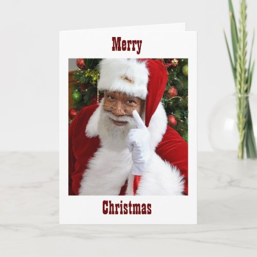 AFRICAN AMERICAN SANTA CLAUS WISHES HOLIDAY CARD