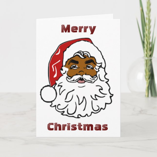 AFRICAN AMERICAN SANTA CLAUS WISHES HOLIDAY CARD (Front)
