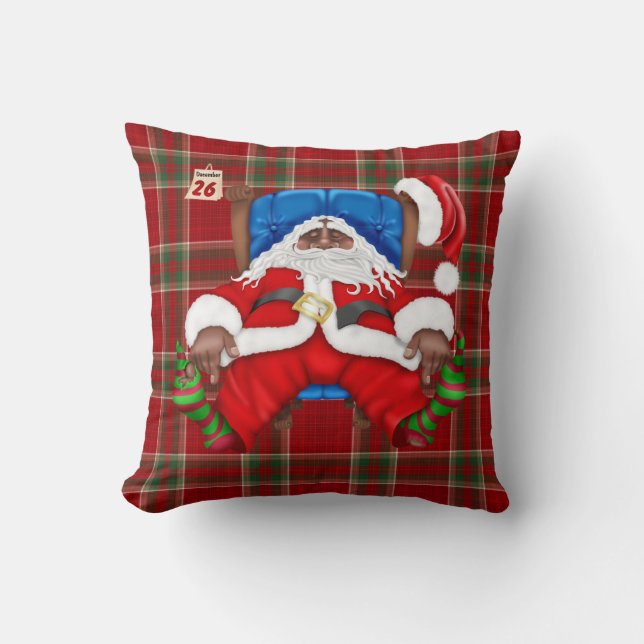 African American Santa Clause Christmas Holiday Throw Pillow (Front)