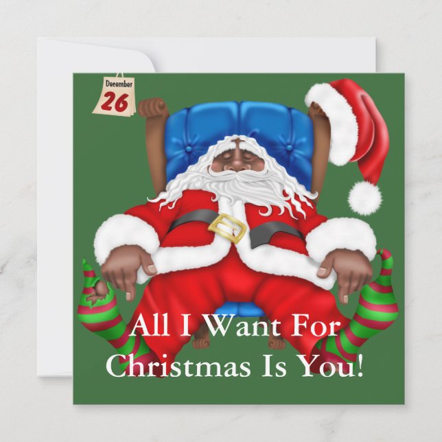 African American Santa Clause Christmas Invitation (Front)