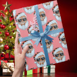 African American Santa Face Pink Christmas Gift Wrapping Paper<br><div class="desc">Best African American Santa Black Face</div>