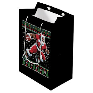 African American Santa Football Ugly Christmas Medium Gift Bag