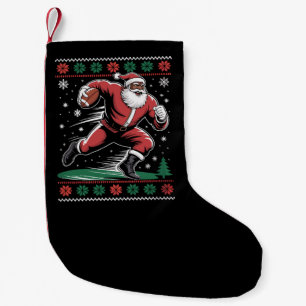 African American Santa Football Ugly Christmas Small Christmas Stocking