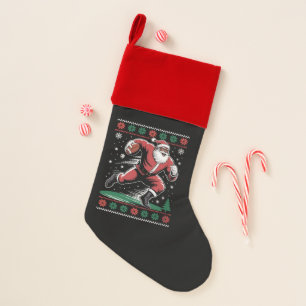  African American Santa Football Ugly Christmas Stocking