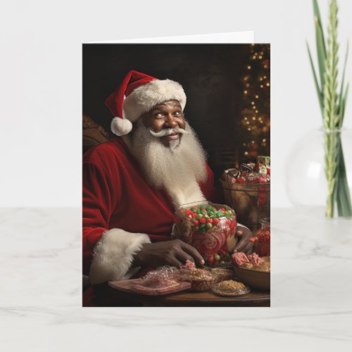 African American Santa Greeting Card