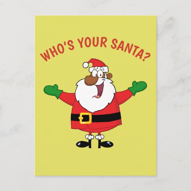 African American Santa Hugs Holiday Postcard (Front)