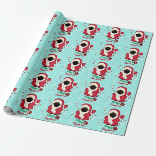 African American Santa In Mask Merry Christmas Wrapping Paper