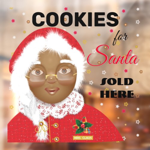 African American Santa Mrs Claus Christmas Holiday Window Cling