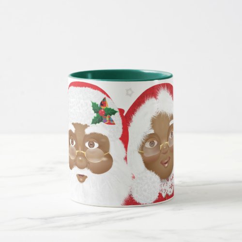 African American Santa  Mrs Claus Christmas Mug