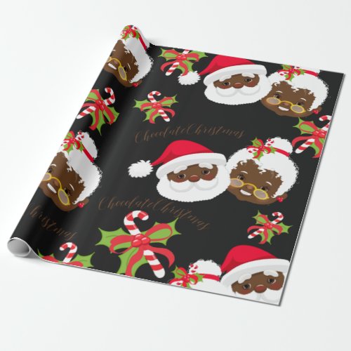African American Santa  Mrs Claus  Wrapping Paper