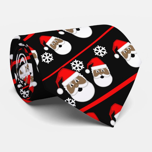 African American Santa Neck Tie (Rolled)