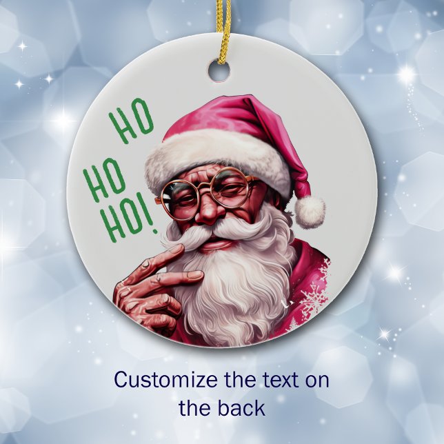 African American Santa Personal Kid's Christmas Ceramic Ornament (Creator Uploaded)