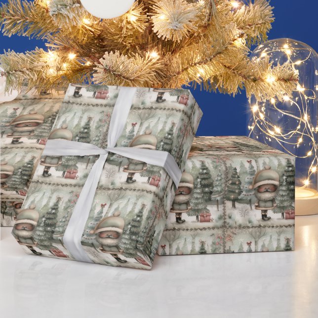 African American Santa’s Merry Christmas  Wrapping Paper (Holidays)