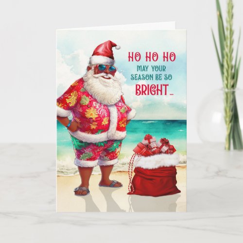 African American Santa Sunglasses Funny Christmas Holiday Card