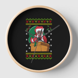 African American Santa Ugly Christmas Clock