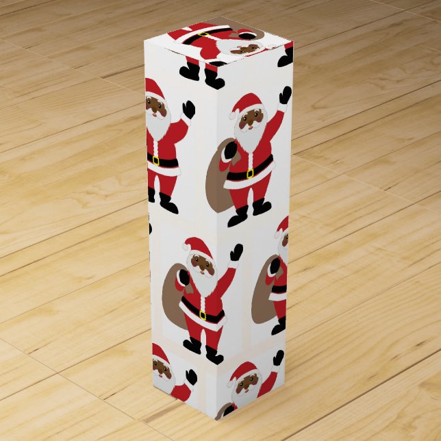 African American Santa Wine Box (Front)