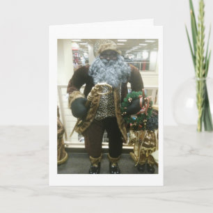 AFRICAN AMERICAN SANTA WISHES HOLIDAY CARD