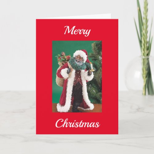 AFRICAN AMERICAN SANTA WISHES HOLIDAY CARD
