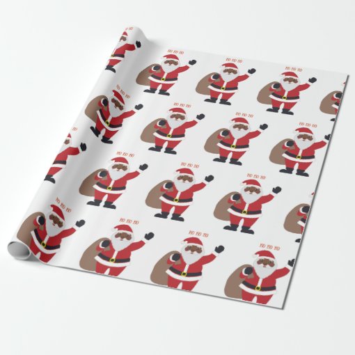 African American Santa Wrapping Paper Zazzle