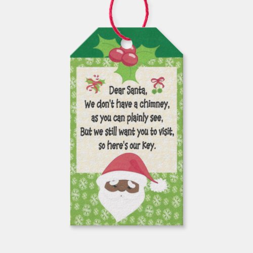 African American Santas Kids Christmas Magic Key  Gift Tags