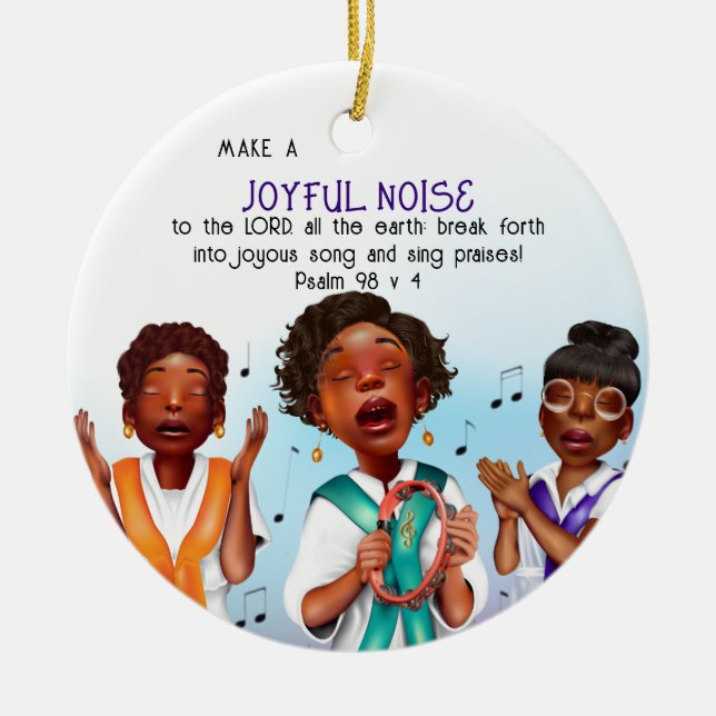 African American Singers Scripture Ceramic Ornament (Front)