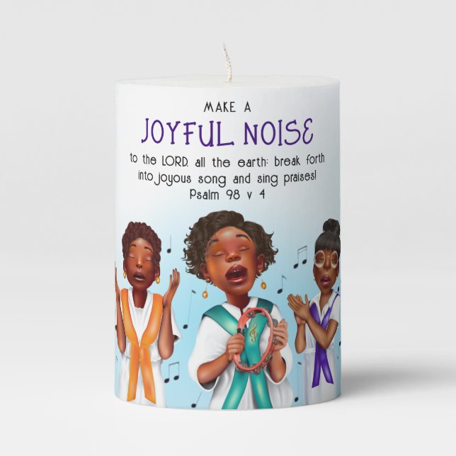 African American Singers Scripture Pillar Candle (Front)