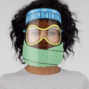 African American Skier Face Shield