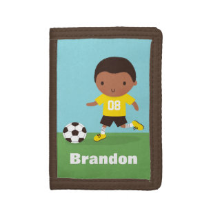 African American Soccer Boy Personalized Wallet