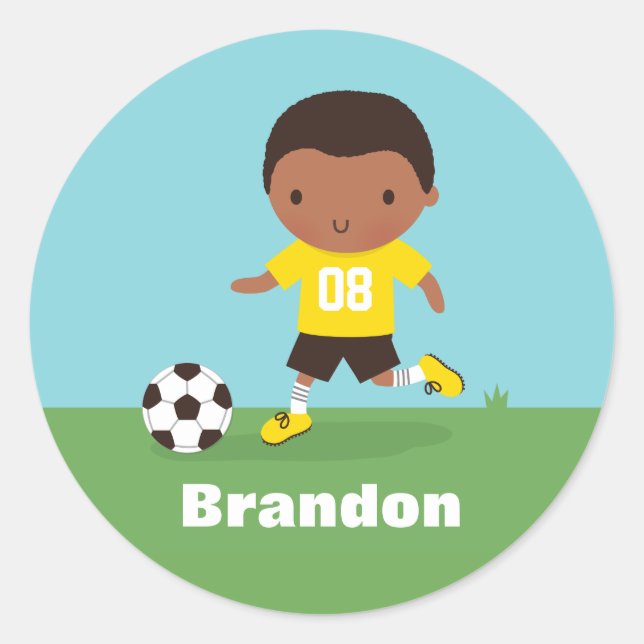 African American Soccer Footballer Boy Sticker (Front)