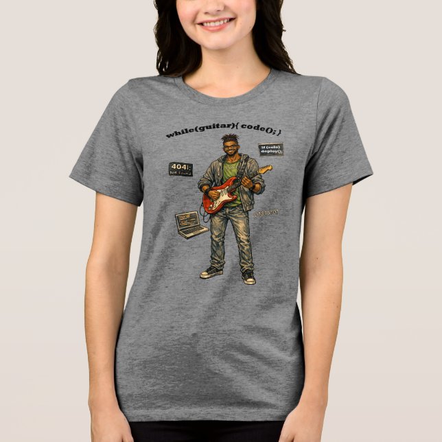 African American Software Engineer Guitar Player Tri-Blend Shirt (Front)