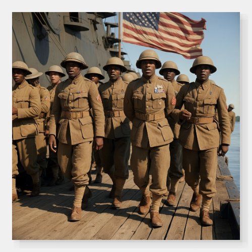 African American Soldiers disembarking a boat in a Foam Board