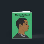 African American Son Birthday Card<br><div class="desc">This Card features a young African American male wearing a black shirt.  Send a card to your loved one that's relatable and expresses your message the way you intended.</div>
