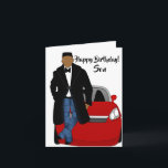 African American Son Black Coat Birthday Card<br><div class="desc">This cool Birthday Day card features an African American male with a black coat,  jeans,  and a tie.  Send a card out to your son that's relatable and expresses your message the way you intended.</div>