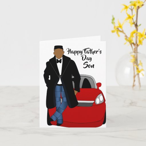 African American Son Black Coat Father's Day Card | Zazzle
