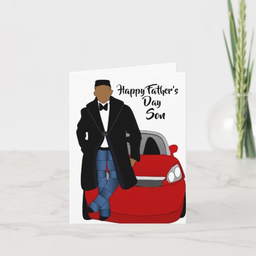 African American Son Black Coat Fathers Day  Card