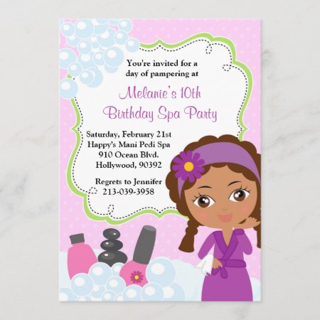 African American Spa Birthday Party Invitation