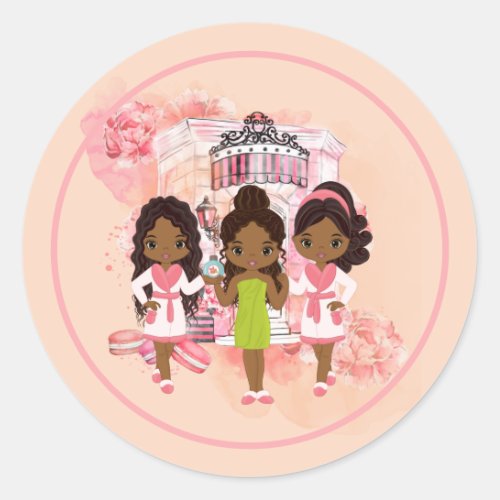 African American Spa Party Classic Round Sticker