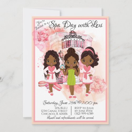 African American Spa Party Invitation