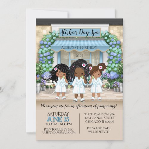 African American Spa Party Invitation