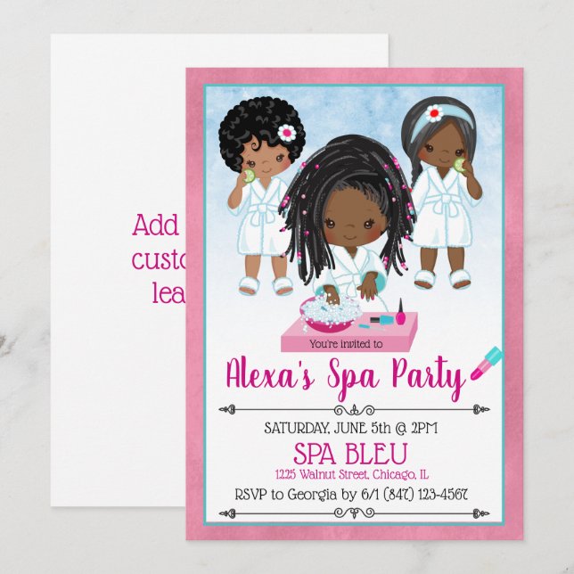 African American Spa Party Invitation (Front/Back)