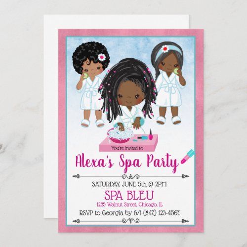 African American Spa Party Invitation