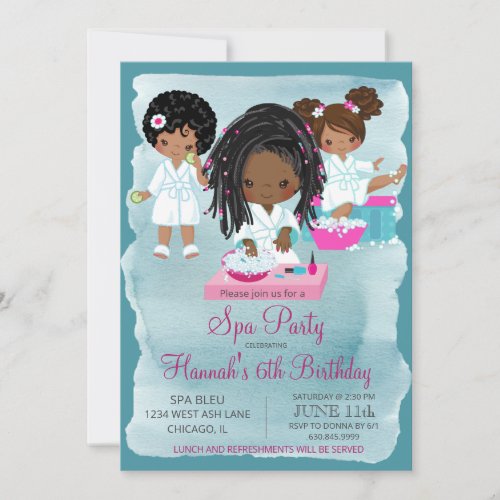 African American Spa Party Invitation 