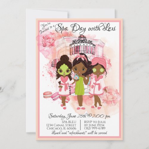 African American Spa Party Invitation