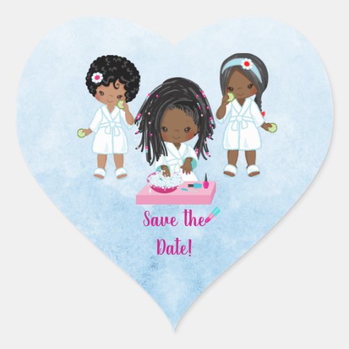 African American Spa Party Invitation Heart Sticker