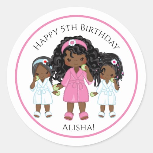 African American Spa Party Round Sticker