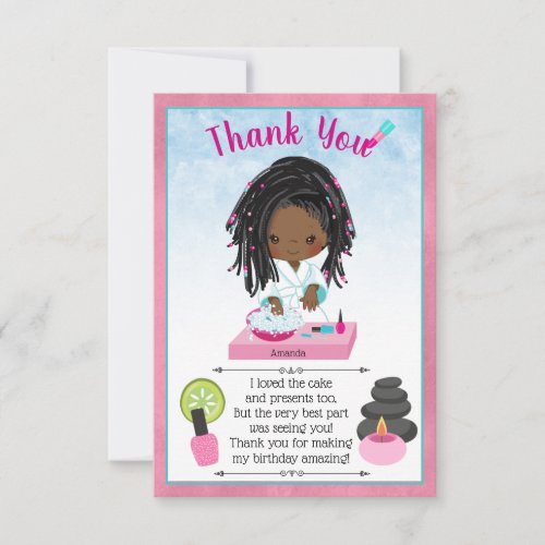African American Spa Party Thank You Card