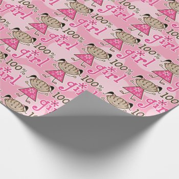 African American Stick Figure 100% Girl Pink Wrapping Paper by ne1512BLVD at Zazzle