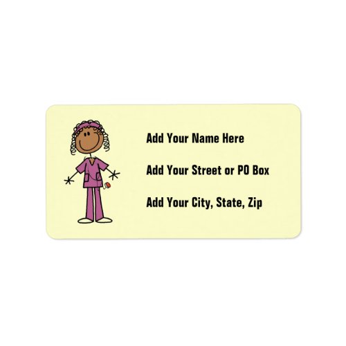 African American Stick Figure Nurse Label