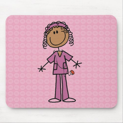 African American Stick Figure Nurse Mouse Pad