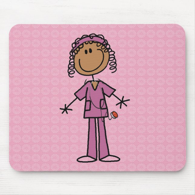 African American Stick Figure Nurse Mouse Pad (Front)
